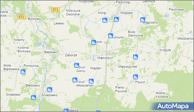 mapa Miękoszyn, Miękoszyn na mapie Targeo