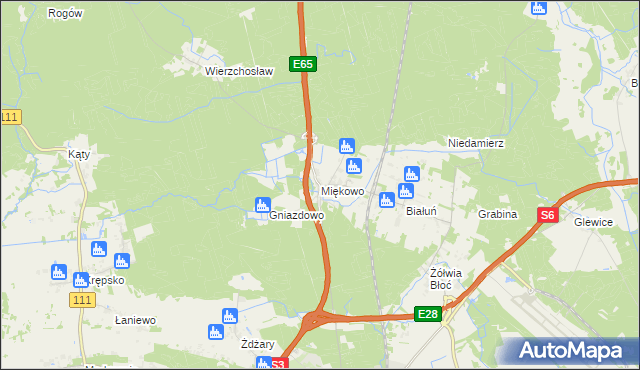 mapa Miękowo gmina Goleniów, Miękowo gmina Goleniów na mapie Targeo