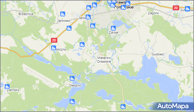 mapa Mielenko Drawskie, Mielenko Drawskie na mapie Targeo