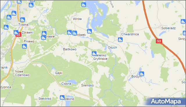 mapa Mielenko Gryfińskie, Mielenko Gryfińskie na mapie Targeo