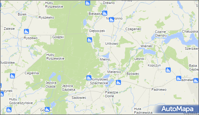 mapa Mielno gmina Mogilno, Mielno gmina Mogilno na mapie Targeo