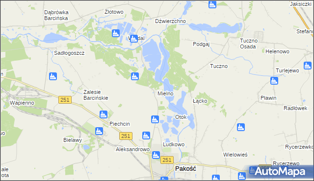 mapa Mielno gmina Pakość, Mielno gmina Pakość na mapie Targeo