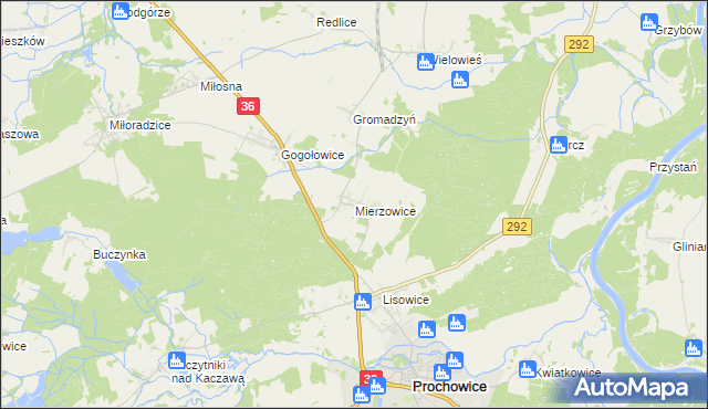 mapa Mierzowice, Mierzowice na mapie Targeo