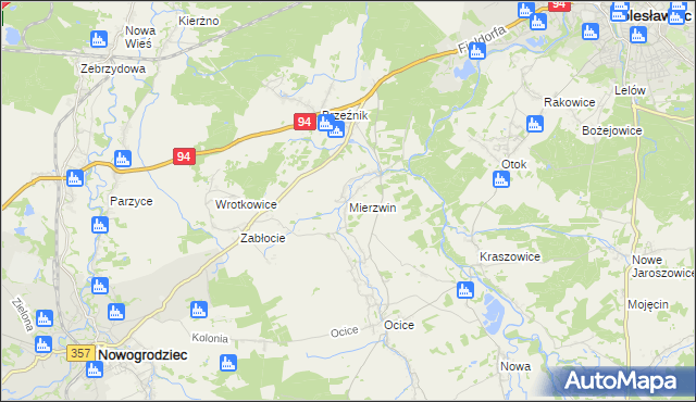 mapa Mierzwin gmina Bolesławiec, Mierzwin gmina Bolesławiec na mapie Targeo