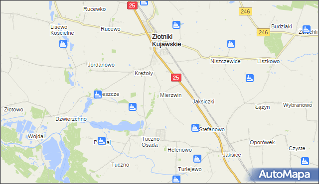 mapa Mierzwin gmina Złotniki Kujawskie, Mierzwin gmina Złotniki Kujawskie na mapie Targeo