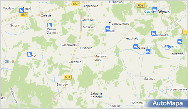 mapa Mierzwin Mały, Mierzwin Mały na mapie Targeo