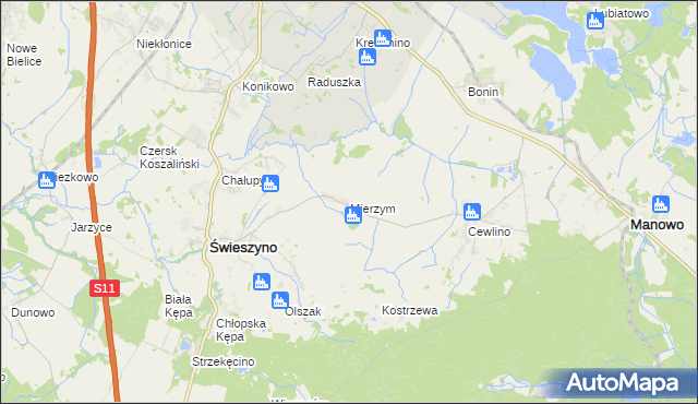 mapa Mierzym, Mierzym na mapie Targeo