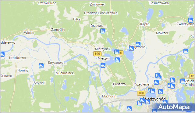 mapa Mierzyn gmina Międzychód, Mierzyn gmina Międzychód na mapie Targeo