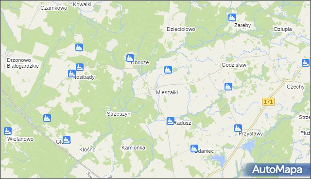 mapa Mieszałki, Mieszałki na mapie Targeo