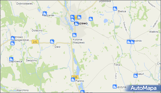 mapa Mieszkowo gmina Maszewo, Mieszkowo gmina Maszewo na mapie Targeo
