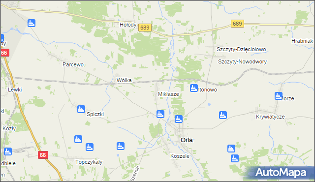 mapa Mikłasze, Mikłasze na mapie Targeo