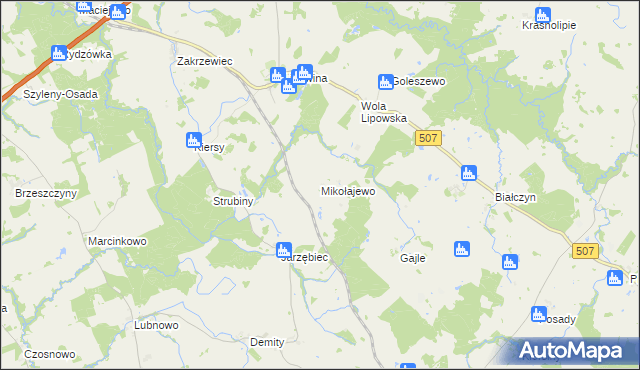 mapa Mikołajewo gmina Braniewo, Mikołajewo gmina Braniewo na mapie Targeo