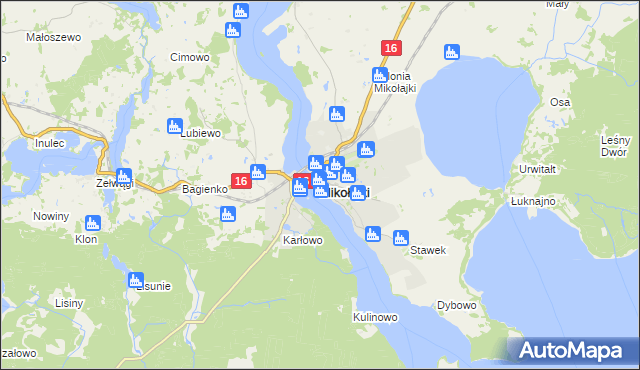 mapa Mikołajki powiat mrągowski, Mikołajki powiat mrągowski na mapie Targeo