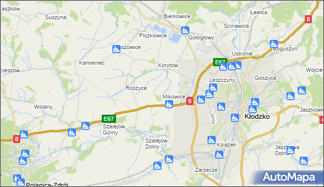 mapa Mikowice gmina Kłodzko, Mikowice gmina Kłodzko na mapie Targeo