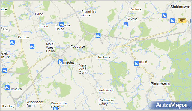 mapa Mikułowa, Mikułowa na mapie Targeo