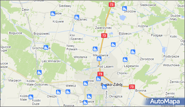 mapa Mikułowice gmina Busko-Zdrój, Mikułowice gmina Busko-Zdrój na mapie Targeo