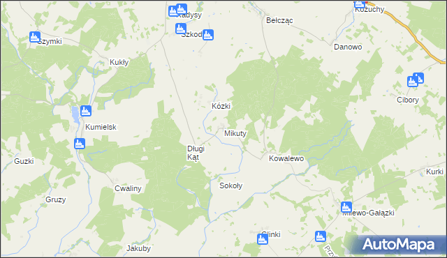 mapa Mikuty gmina Biała Piska, Mikuty gmina Biała Piska na mapie Targeo