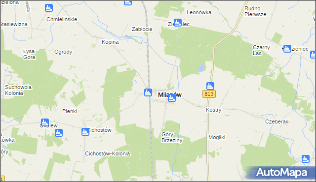 mapa Milanów powiat parczewski, Milanów powiat parczewski na mapie Targeo