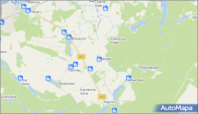mapa Miłkowo gmina Czaplinek, Miłkowo gmina Czaplinek na mapie Targeo