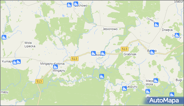 mapa Miłkowo gmina Orneta, Miłkowo gmina Orneta na mapie Targeo