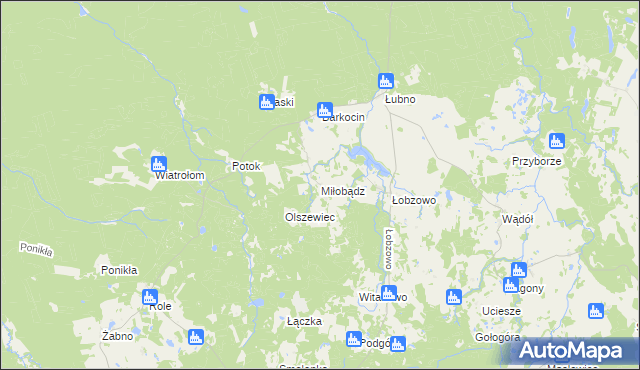 mapa Miłobądz gmina Kołczygłowy, Miłobądz gmina Kołczygłowy na mapie Targeo