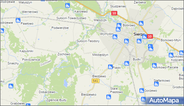 mapa Miłobędzyn, Miłobędzyn na mapie Targeo