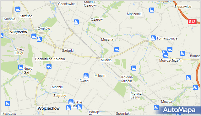 mapa Miłocin gmina Jastków, Miłocin gmina Jastków na mapie Targeo