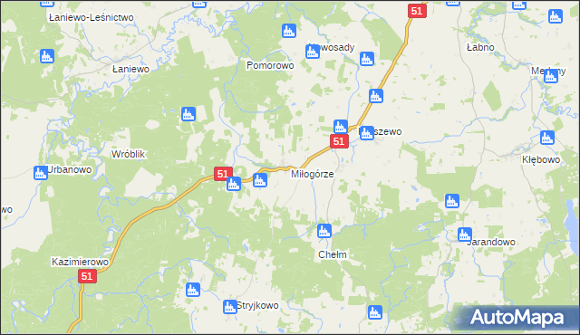 mapa Miłogórze, Miłogórze na mapie Targeo