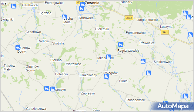 mapa Miłonowice, Miłonowice na mapie Targeo