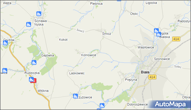 mapa Miłowice gmina Biała, Miłowice gmina Biała na mapie Targeo