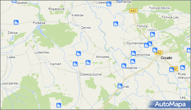 mapa Miniszew, Miniszew na mapie Targeo