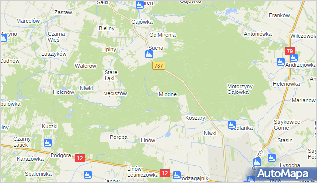 mapa Miodne, Miodne na mapie Targeo