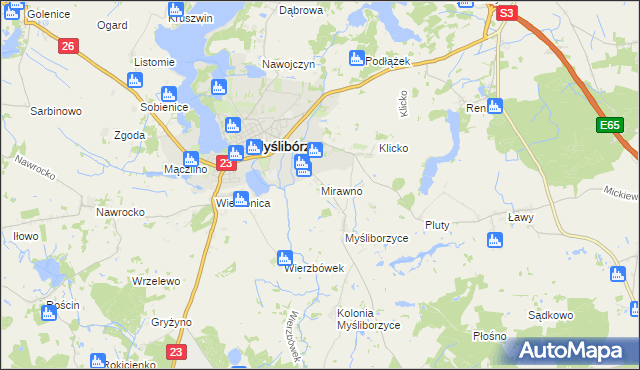 mapa Mirawno, Mirawno na mapie Targeo