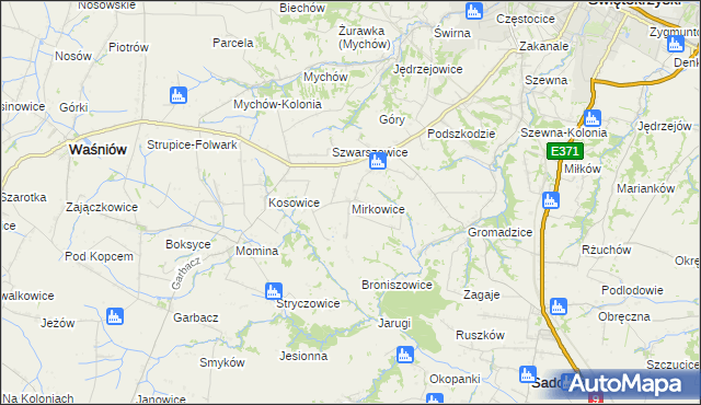 mapa Mirkowice gmina Bodzechów, Mirkowice gmina Bodzechów na mapie Targeo