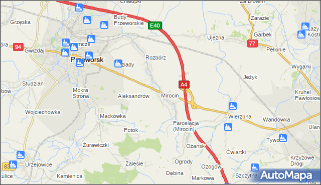 mapa Mirocin, Mirocin na mapie Targeo