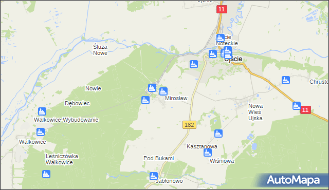 mapa Mirosław gmina Ujście, Mirosław gmina Ujście na mapie Targeo