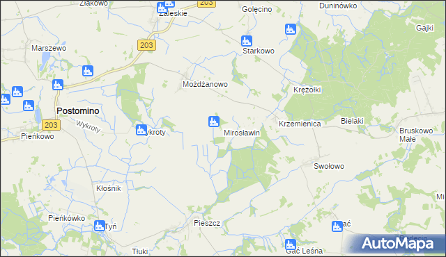 mapa Mirosławin, Mirosławin na mapie Targeo