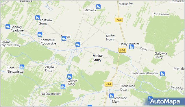 mapa Mirów Stary, Mirów Stary na mapie Targeo