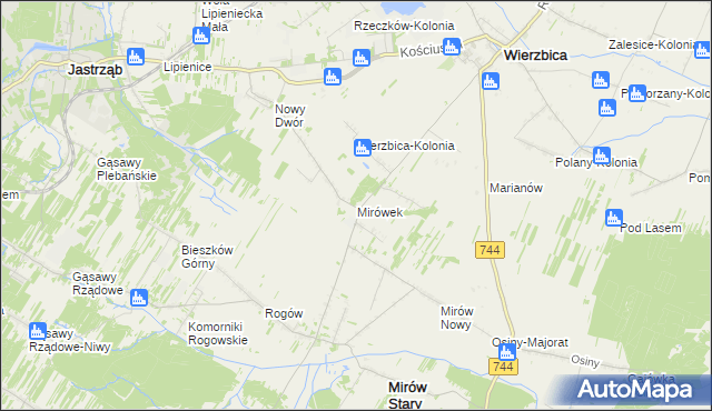 mapa Mirówek, Mirówek na mapie Targeo