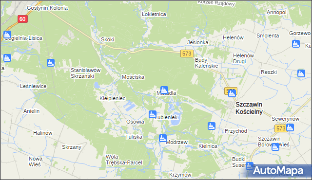 mapa Misiadla, Misiadla na mapie Targeo