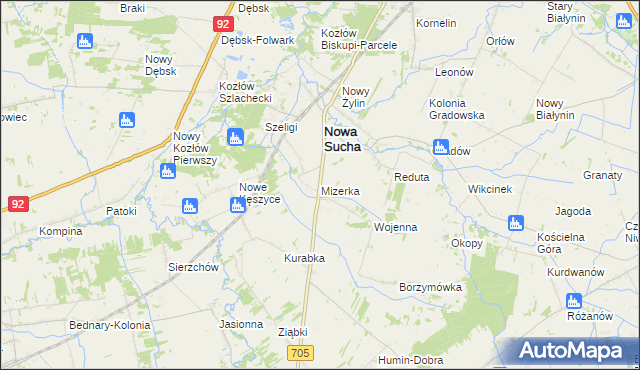 mapa Mizerka gmina Nowa Sucha, Mizerka gmina Nowa Sucha na mapie Targeo