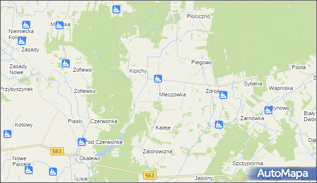 mapa Mleczówka, Mleczówka na mapie Targeo