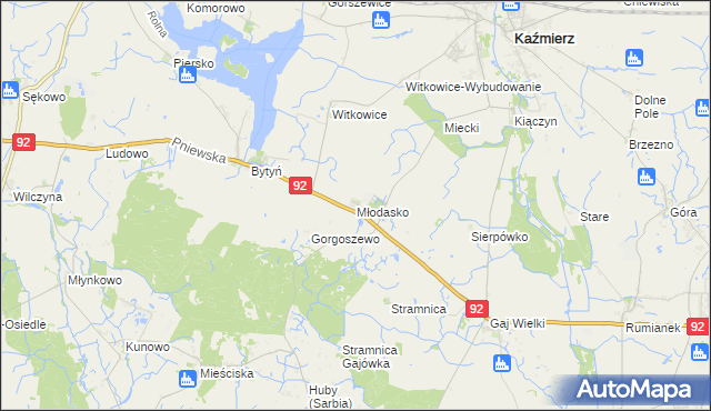 mapa Młodasko, Młodasko na mapie Targeo