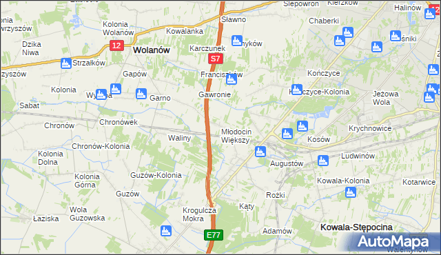 mapa Młodocin Większy, Młodocin Większy na mapie Targeo