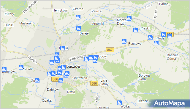 mapa Młodów gmina Lubaczów, Młodów gmina Lubaczów na mapie Targeo