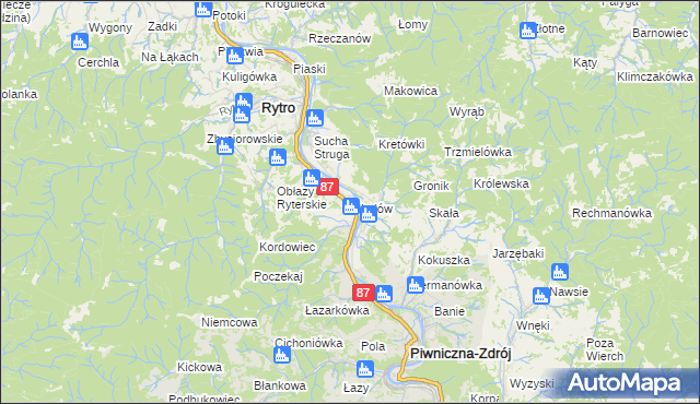 mapa Młodów gmina Piwniczna-Zdrój, Młodów gmina Piwniczna-Zdrój na mapie Targeo