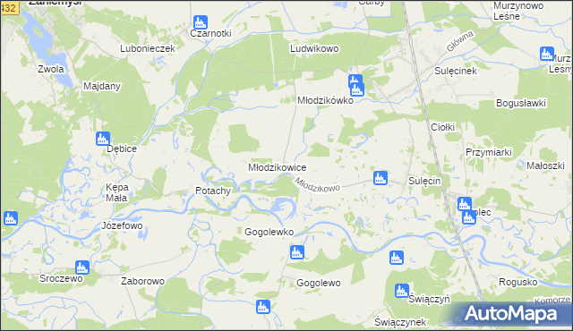 mapa Młodzikowo, Młodzikowo na mapie Targeo