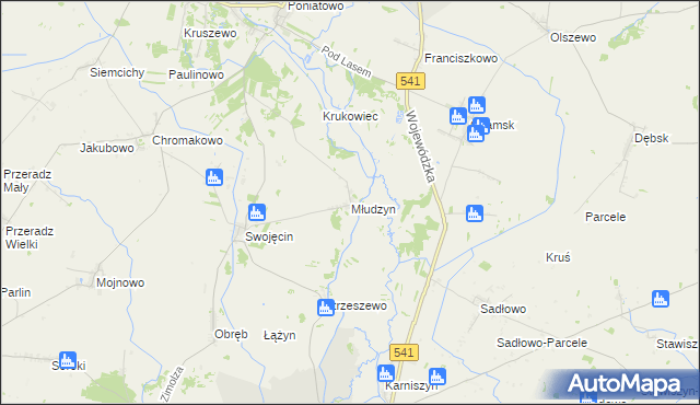 mapa Młudzyn, Młudzyn na mapie Targeo