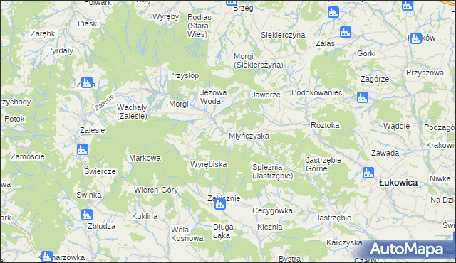 mapa Młyńczyska, Młyńczyska na mapie Targeo