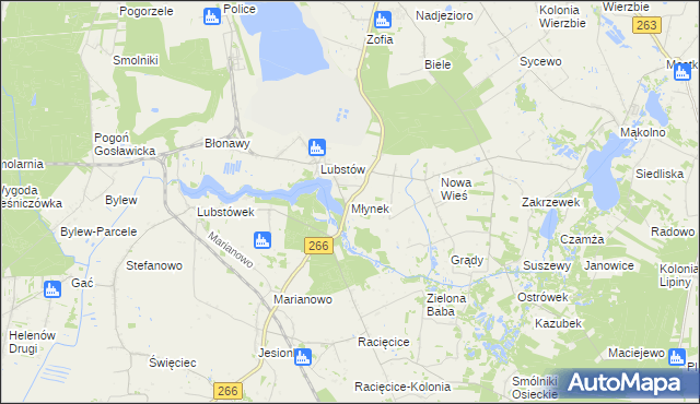 mapa Młynek gmina Sompolno, Młynek gmina Sompolno na mapie Targeo